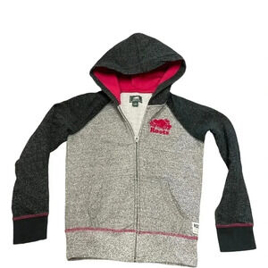 Roots Full Zipper  Hoodie Grey Pink Size Large